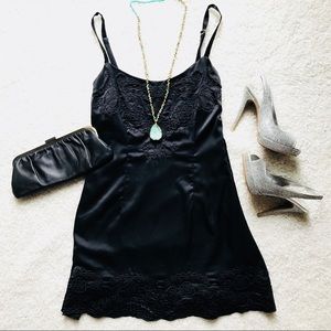 Black Spaghetti Strap Embroidered Party Dress